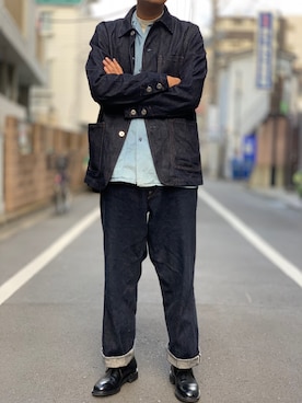 「デニムonデニム」｜「アイテム（デニムジャケット）」を使った、kyosukeさん（メンズ・181cm）の秋コーディネート
