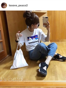 「patagonia（パタゴニア）のアイテム（Tシャツ/カットソー）」を使った、setsumamaさん（レディース・164cm）の夏コーディネート