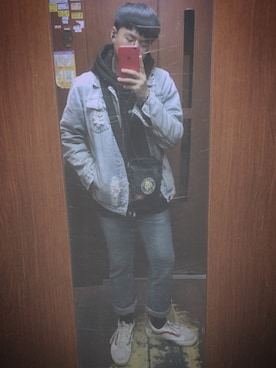 「PURPOSE（パーパス）のアイテム」を使った、Hank Zengさん（メンズ・173cm）の春コーディネート