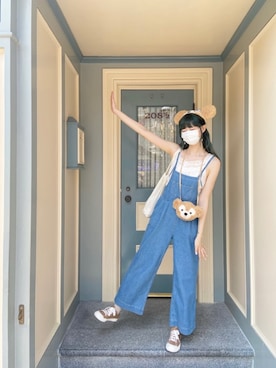 「Heather（ヘザー）のアイテム（サロペット/オーバーオール）」を使った、🍨𝕂𝔸𝕐𝔸 さん（レディース・167cm）の春コーディネート