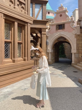 「Heather（ヘザー）のサイドスリットスケチュニックシャツ　885763（シャツ/ブラウス）」を使った、🍨𝕂𝔸𝕐𝔸 さん（レディース・167cm）の夏コーディネート