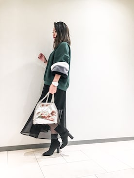 「Narcissus（ナルシス）のアイテム（スウェット、グリーン系）」を使った、misakitty❤️さん（レディース）の冬コーディネート