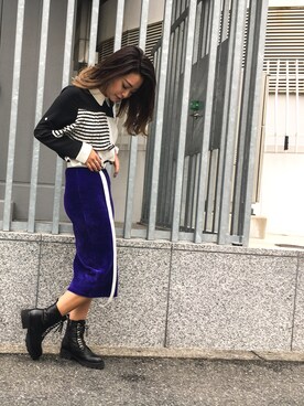 「Narcissus（ナルシス）のアイテム（スカート、パープル系）」を使った、misakitty❤️さん（レディース）の冬コーディネート