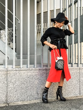 「Narcissus（ナルシス）のアイテム（Tシャツ/カットソー、ブラック系）」を使った、misakitty❤️さん（レディース）の冬コーディネート