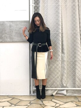 「Narcissus（ナルシス）のアイテム（ニット/セーター、ブラック系）」を使った、misakitty❤️さん（レディース）の冬コーディネート