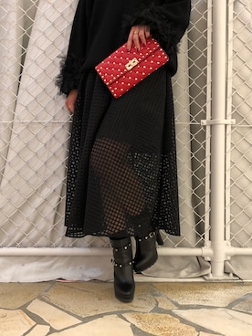 「Narcissus（ナルシス）のアイテム（スカート、ブラック系）」を使った、misakitty❤️さん（レディース）の冬コーディネート