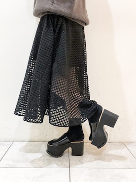 「Narcissus（ナルシス）のアイテム（スカート、ブラック系）」を使った、misakitty❤️さん（レディース）の冬コーディネート