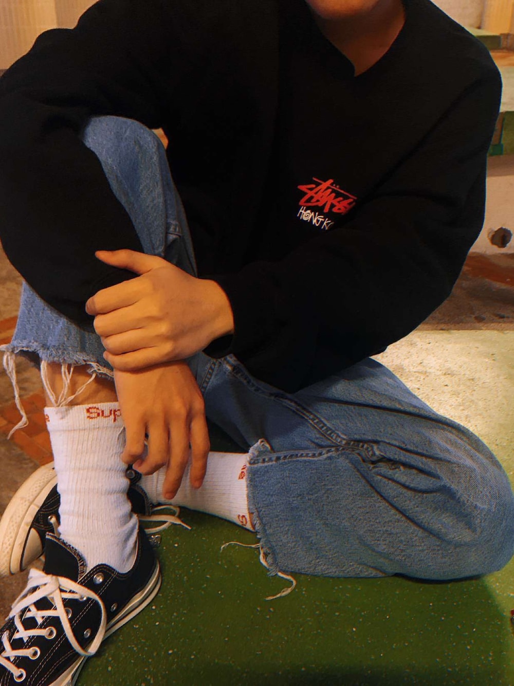 「STUSSYのアイテム（トップス、ブラック系）」を使った、chunyuuuさん（メンズ・170cm）の冬コーディネートの1枚目の写真