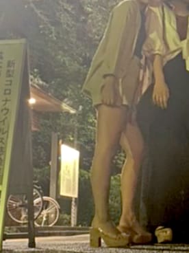 「クリアサンダル」｜「アイテム（セットアップ）」を使った、Cocoさん（レディース・158cm）の夏コーディネート