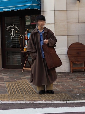 「BASISBROEK（バシスブルック）のアイテム（チェスターコート）」を使った、翔さん（メンズ・165cm）の冬コーディネート