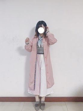 「休闲」｜「アイテム（ステンカラーコート）」を使った、Etoileさん（レディース・155cm）の秋コーディネート