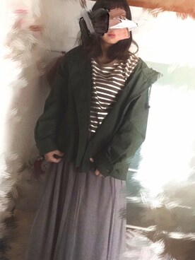 「AS KNOW AS PINKY（アズノゥアズピンキー）のアイテム（マウンテンパーカー）」を使った、みやンさん（レディース・153cm）の春コーディネート