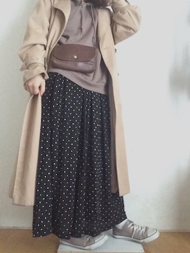 「RETRO GIRL（レトロガール）のアイテム（トレンチコート）」を使った、みやンさん（レディース・153cm）の春コーディネート