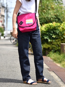 「アイテム（サンダル、ブルー系）」を使った、iconさん（レディース・154cm）の夏コーディネート