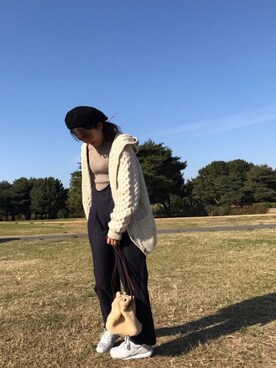 「UNIQLO（ユニクロ）のエクストラファインメリノリブタートルネックセーター（長袖）（ニット/セーター）」を使った、az✯さん（レディース・153cm）の冬コーディネート