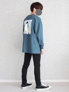 「kutir（クティール）のアソートプリントロンT（Tシャツ/カットソー）」を使った、Laitoさん（メンズ・170cm）の秋コーディネート