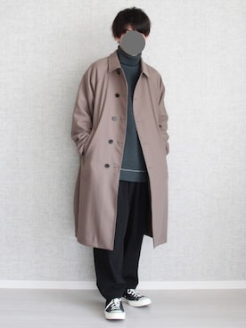 「kutir（クティール）のサイドスリットステッチタートルネックニット（ニット/セーター）」を使った、Laitoさん（メンズ・170cm）の冬コーディネート