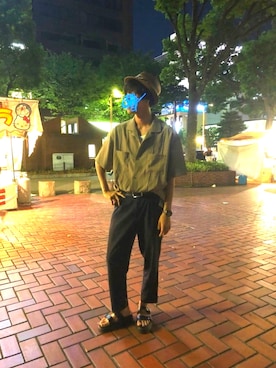 「Dr. Martens（ドクターマーチン）のアイテム（ビーチサンダル）」を使った、kyanさん（メンズ・171cm）の夏コーディネート