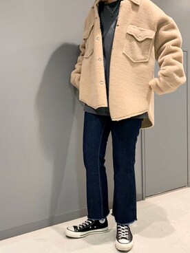 「ANGIE（アンジー）のアイテム（ブルゾン）」を使った、ウネマイさん（レディース・165cm）の冬コーディネート