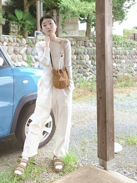 「SHAKA」｜「アイテム（サロペット/オーバーオール）」を使った、RYOKO  Yuhasaさん（レディース・172cm）の夏コーディネート