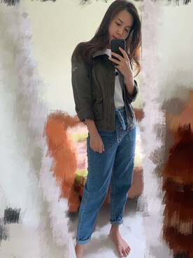 「Abercrombie&Fitch（アバークロンビーアンドフィッチ）のアイテム（MA-1）」を使った、weeさん（レディース・166cm）の春コーディネート