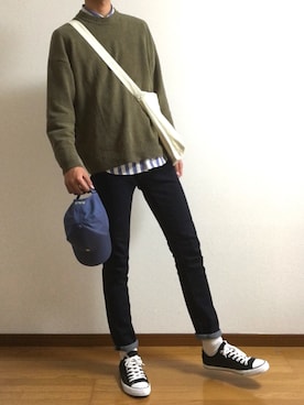 「CONVERSE（コンバース）のconverse（コンバース） ALL STAR OX（オールスターOX）（スニーカー）」を使った、わたるさん（メンズ・188cm）の春コーディネート