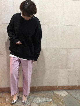 「ゆるゆる」｜「アイテム（スウェット）」を使った、sarinaさん（レディース・159cm）の秋コーディネート