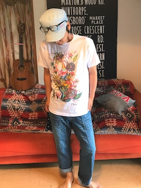 「CHUMS（チャムス）のアイテム（キャップ）」を使った、Fukuさん（メンズ・174cm）の夏コーディネート