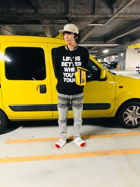 「BEN DAVIS（ベンデイビス）のアイテム（スウェット）」を使った、Fukuさん（メンズ・174cm）の秋コーディネート
