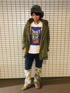 「no brand（ノーブランド）のアイテム（モッズコート）」を使った、Fukuさん（メンズ・174cm）の秋コーディネート