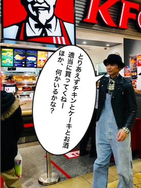 「DETAILS（ディテールズ）のアイテム（ライダースジャケット）」を使った、Fukuさん（メンズ・174cm）の冬コーディネート