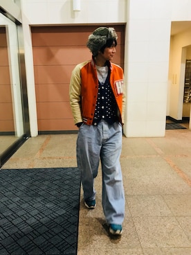 「HARE」｜「アイテム（サロペット/オーバーオール）」を使った、Fukuさん（メンズ・174cm）の冬コーディネート