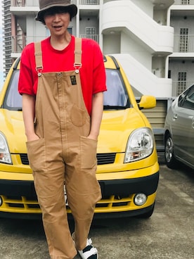 「gym master（ジムマスター）のアイテム（サロペット/オーバーオール）」を使った、Fukuさん（メンズ・174cm）の夏コーディネート