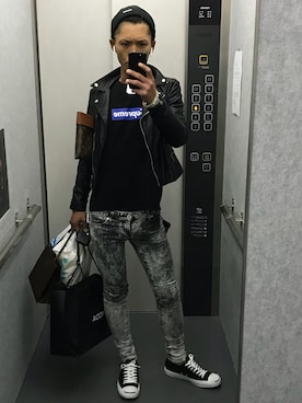 「asos（エイソス）のアイテム（ライダースジャケット）」を使った、hiro5さん（メンズ・173cm）の秋コーディネート