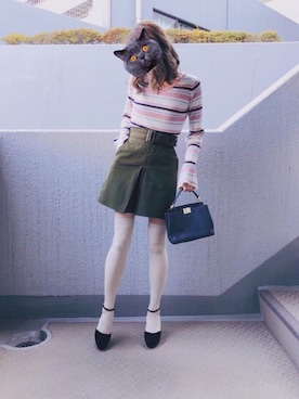 「ニーハイソックス」｜「アイテム（その他アウター）」を使った、keyさん（レディース・159cm）の冬コーディネート