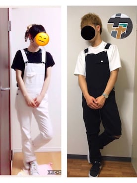 「コラボ」｜「アイテム（サロペット/オーバーオール）」を使った、かかかかかさん（メンズ・171cm）の春コーディネート