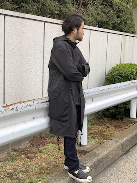 「ADAM ET ROPE'（アダムエロペ）のアイテム（モッズコート）」を使った、こいでさん（メンズ・168cm）の春コーディネート