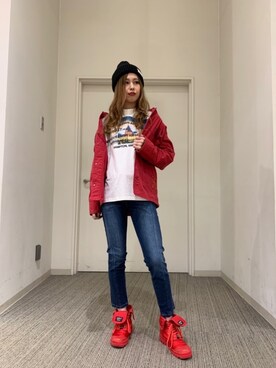 「アイテム（カバーオール、レッド系）」を使った、sᴜᴍɪᴋᴀさん（レディース・161cm）の秋コーディネート