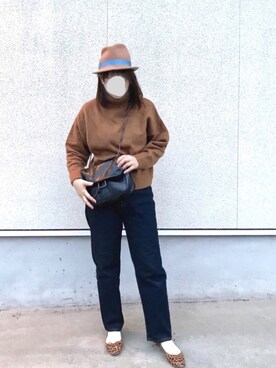 「BRONTE（ブロンテ）のアイテム（帽子）」を使った、moyaさん（レディース・166cm）の冬コーディネート