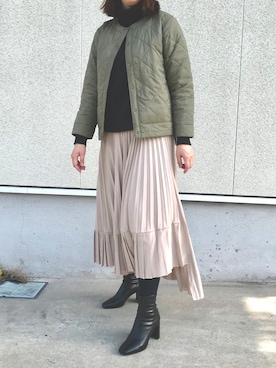 「LOWRYS FARM（ローリーズファーム）のストレッチヒールブーツ　851418（ブーツ）」を使った、moyaさん（レディース・166cm）の冬コーディネート