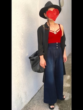 「赤」｜「アイテム（キャミソール）」を使った、Nettyさん（レディース・150cm・20代）の夏コーディネート