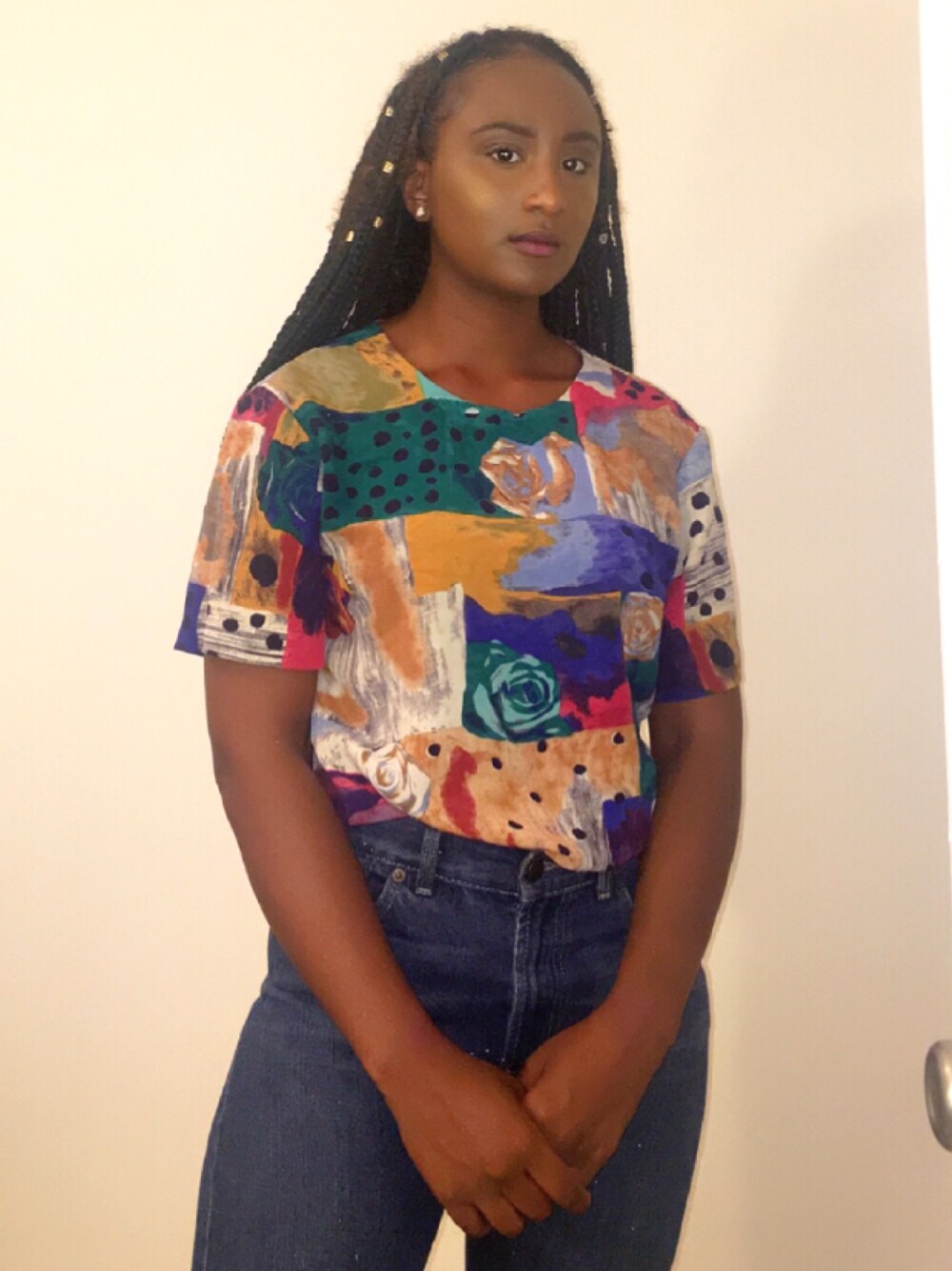 「thriftedのアイテム（その他トップス、その他）」を使った、Kree Lashea'さん（レディース・163cm）の秋コーディネートの1枚目の写真