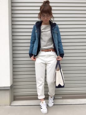 maamin♡さんの「《追加4》LE DENIM テーパードデニムパンツ◆」を使ったコーディネート