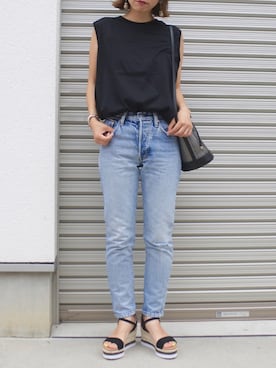 maamin♡さんの「501(R) Skinny スキニージーンズ インディゴブルー SUMMER DUNE/14oz」を使ったコーディネート