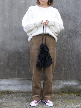 「GRL（グレイル）のアイテム（ピアス（両耳用））」を使った、maamin♡さん（レディース・156cm）の秋コーディネート