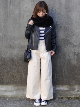 「GRL（グレイル）のアイテム（ピアス（両耳用））」を使った、maamin♡さん（レディース・156cm）の秋コーディネート