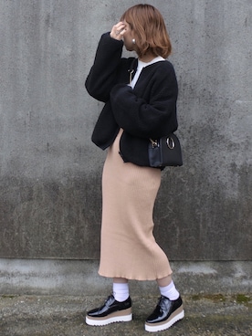 「GRL（グレイル）のアイテム（ピアス（両耳用））」を使った、maamin♡さん（レディース・156cm）の冬コーディネート