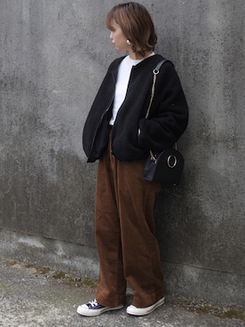 「GRL（グレイル）のアイテム（ピアス（両耳用））」を使った、maamin♡さん（レディース・156cm）の冬コーディネート