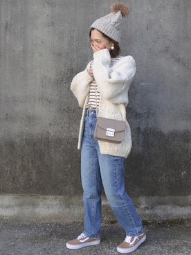 「GRL（グレイル）のアイテム（ピアス（両耳用））」を使った、maamin♡さん（レディース・156cm）の冬コーディネート