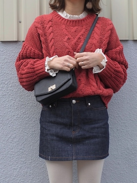 「GRL（グレイル）のアイテム（ピアス（両耳用））」を使った、maamin♡さん（レディース・156cm）の冬コーディネート